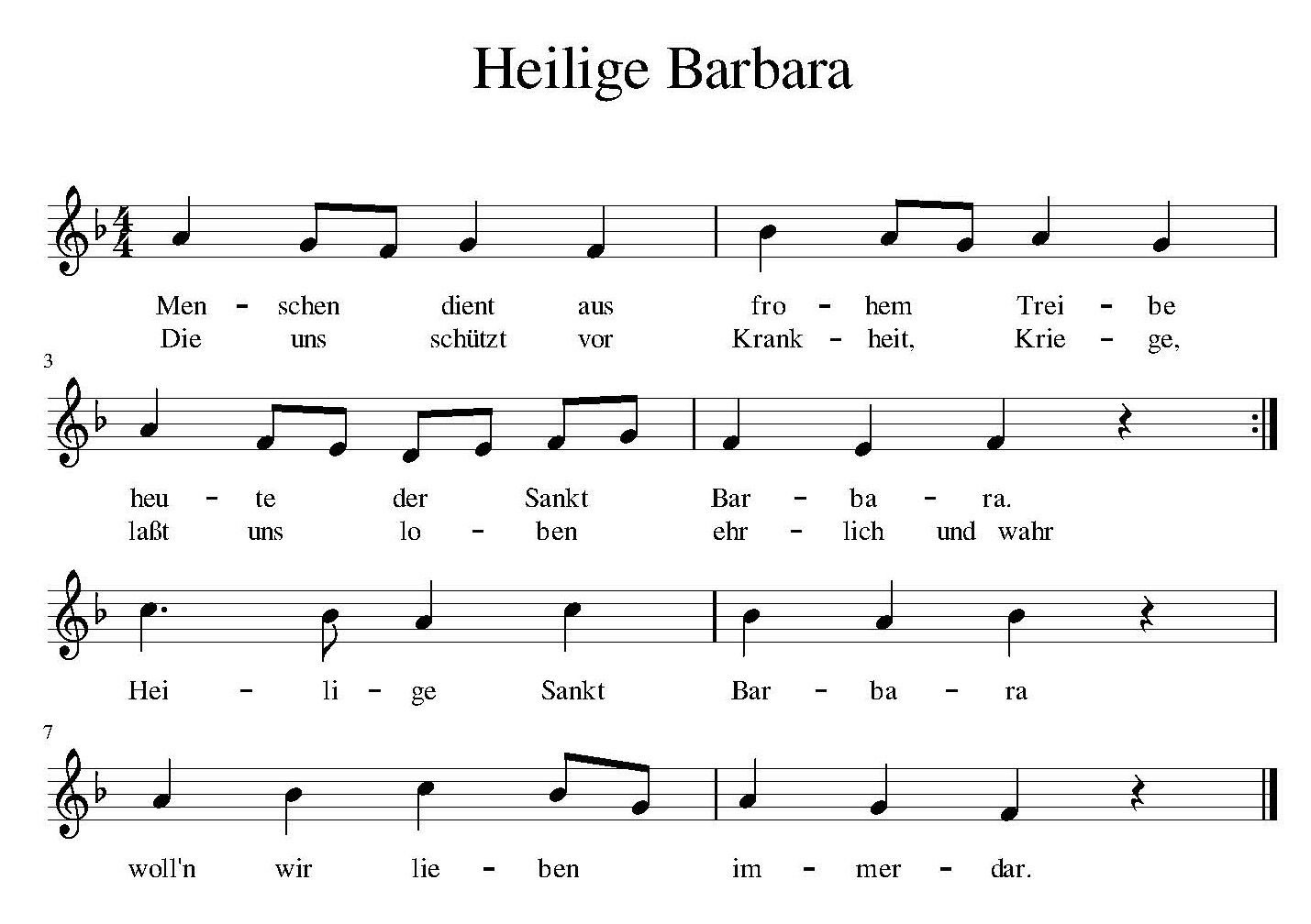 Lied Heilige Barbara